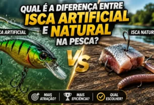 Diferença entre isca artificial e natural na pesca esportiva em rios e lagos brasileiros.