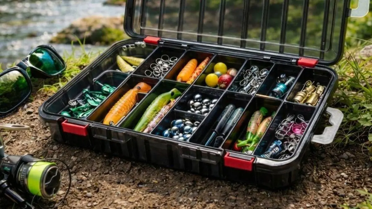 Como montar uma caixa de pesca compacta para viagens curtas e fácil. 1 Caixa de pesca compacta organizada para viagens curtas de pesca esportiva