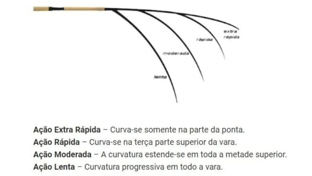demonstração da ação de uma vara de pesca durante a flexão
