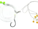 Chicote para pesqueiro montado corretamente com anzol, girador e linha resistente para pesca esportiva.