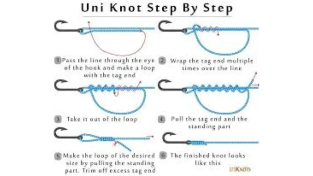 Qual o melhor nó de pesca para linha multifilamento? Guia prático 5 Nó Uni Knot aplicado em linha multifilamento para pesca esportiva com alta resistência e fácil execução.