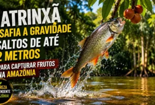 Matrinxã saltando para capturar frutos em floresta alagada amazônica