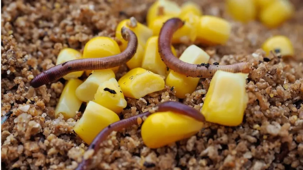 Iscas naturais utilizadas na pesca de tilápias em água doce.