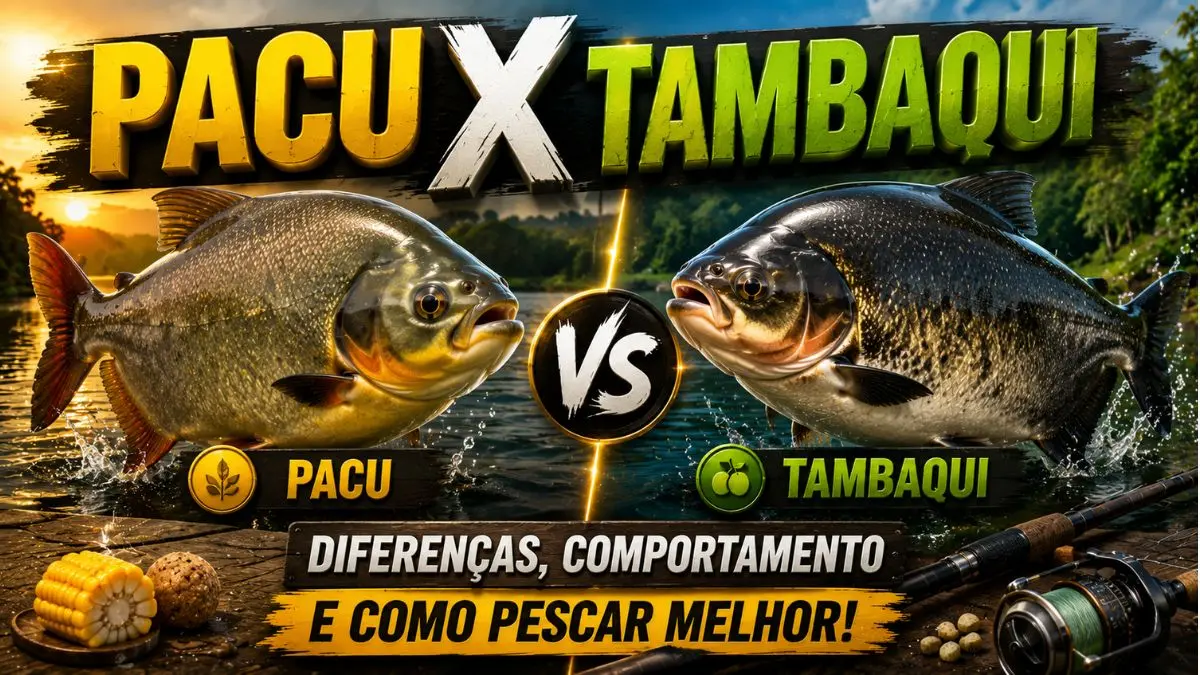 Comparação entre pacu e tambaqui destacando as diferenças físicas, comportamento e as melhores técnicas de pesca esportiva.