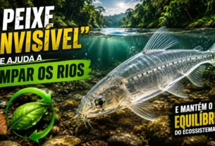 Peixe de água doce atuando como filtro natural nos rios da Amazônia.