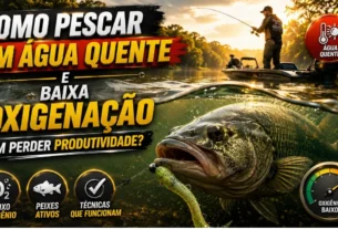 Pescaria em lago com água quente e baixa oxigenação durante o verão