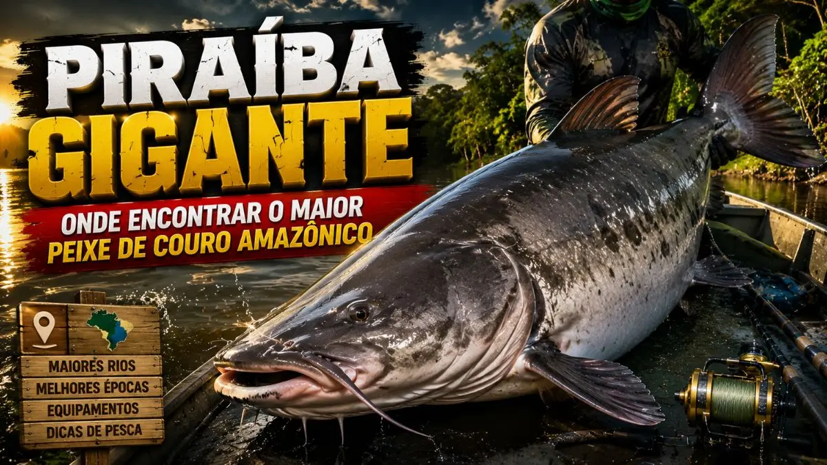 Piraíba gigante: onde encontrar o maior peixe de couro amazônico. 1 Piraíba gigante em rio amazônico destacando o maior peixe de couro da Amazônia durante a pesca esportiva.