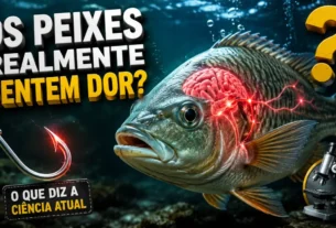 Ilustração de um sistema nervoso de um peixe em ambiente aquático.