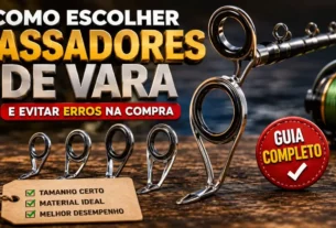 Detalhe dos passadores de uma vara de pesca com anéis cerâmicos de alta qualidade utilizados em pesca esportiva.