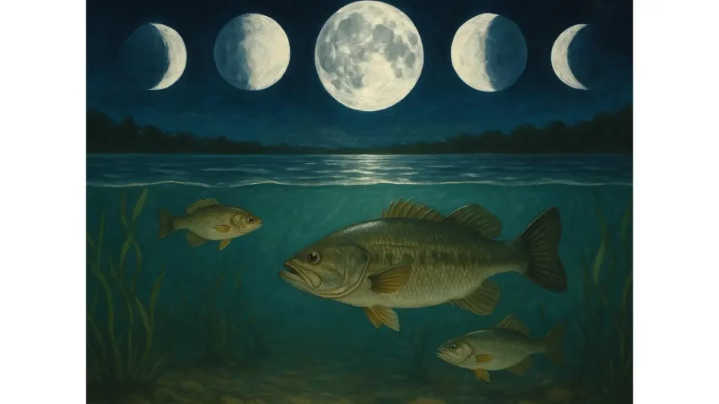Fases da lua utilizadas como referência para planejamento da pesca esportiva.