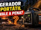 Acampamento de pesca equipado com gerador portátil silencioso à margem de um lago.