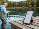 Equipamento GPS utilizado para navegação segura na pesca esportiva.