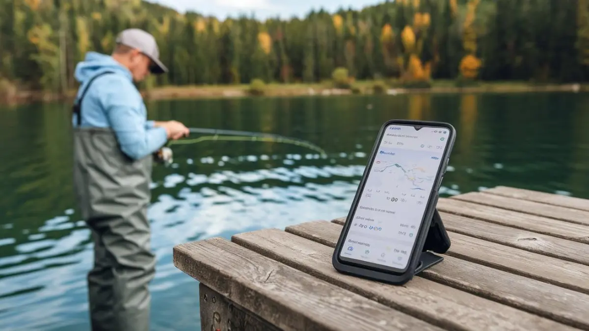 Equipamento GPS utilizado para navegação segura na pesca esportiva.