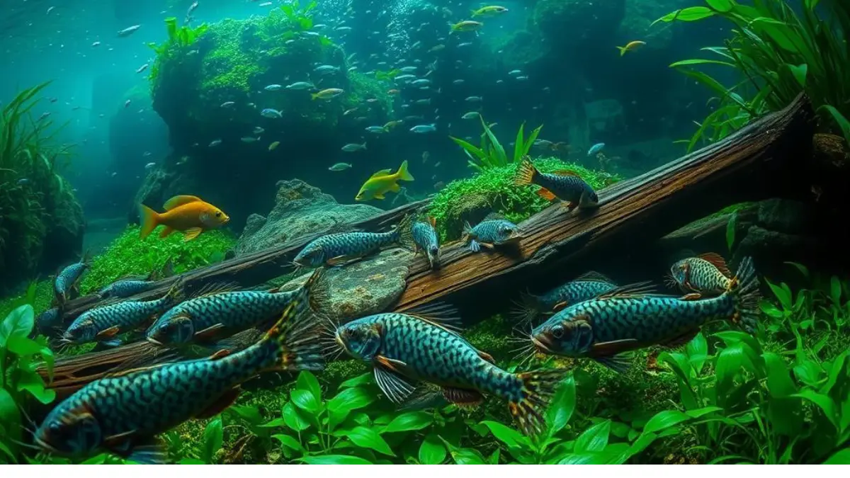 Diversidade de peixes de água doce representando a ictiofauna brasileira.