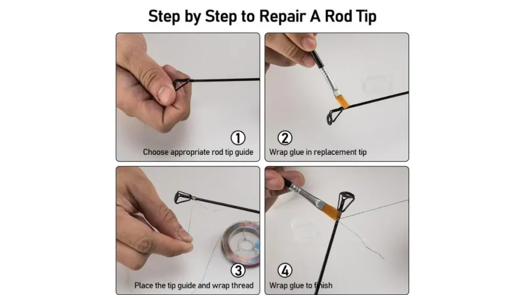 Kit de reparo para substituir a ponteira da vara de pesca.