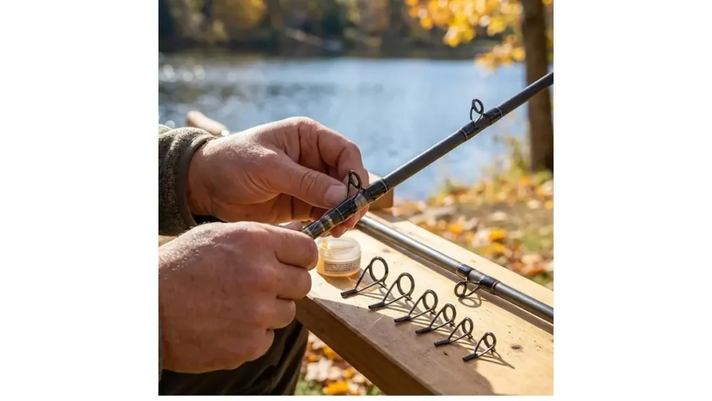 Manutenção e cuidados com vara de pesca para evitar danos.