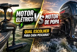 Comparação entre motor elétrico e motor de popa para diferentes tipos de pescaria esportiva.