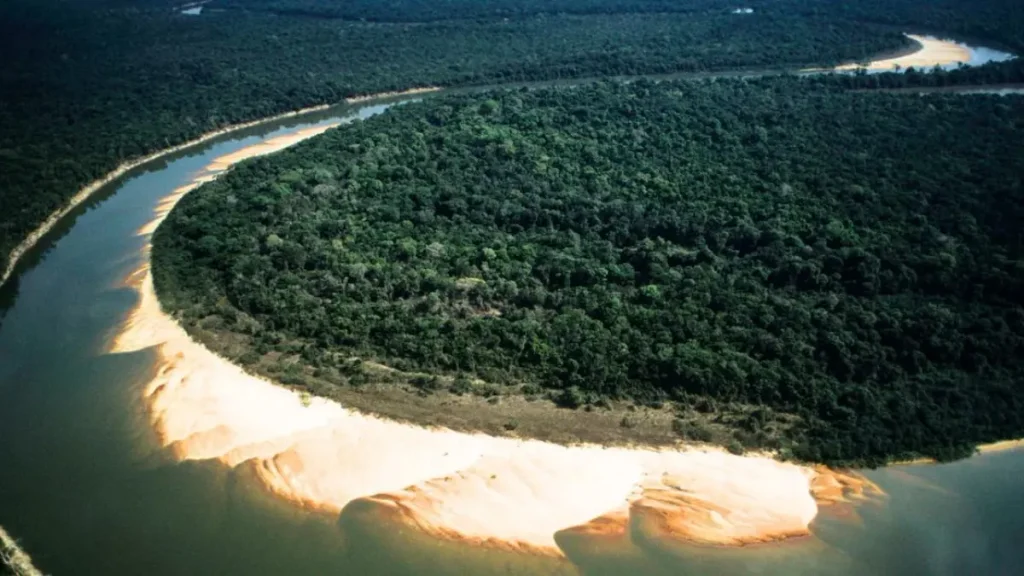 Ilha do Bananal: guia prático para pesca esportiva e melhores pontos. 2 Vista aérea da Ilha do Bananal, importante destino de pesca esportiva no Brasil.