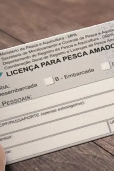 Licença de pesca esportiva com validade nacional para pescador em rios do Brasil.