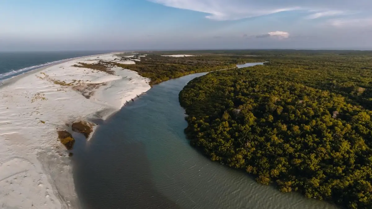 Paisagem de rio no Maranhão utilizada para pesca esportiva de grandes peixes em ambiente natural .