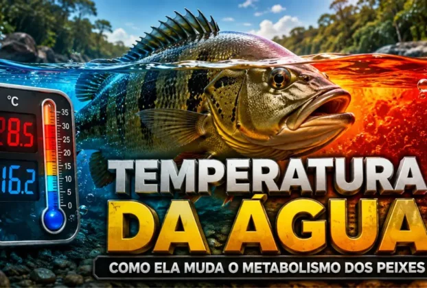 Peixes nadando em rio de água doce representando a influência da temperatura sobre o metabolismo.