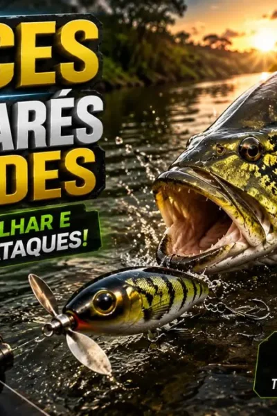 Trabalho de hélice provocando ataque explosivo de um grande tucunaré.