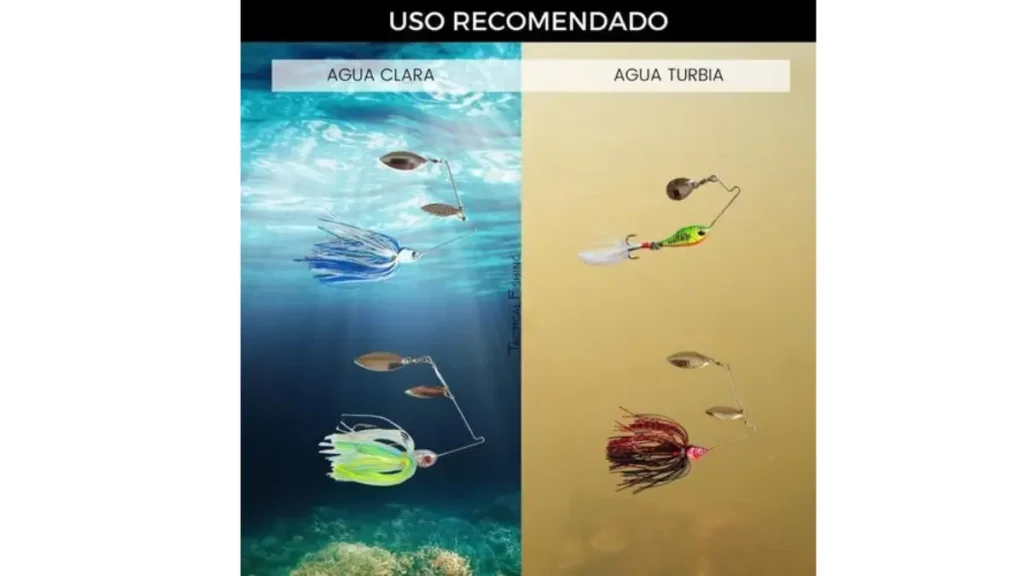 Comparação entre iscas artificiais utilizadas em água cristalina e água barrenta.
