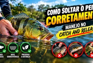 Como soltar o peixe corretamente durante o manejo de catch and release.