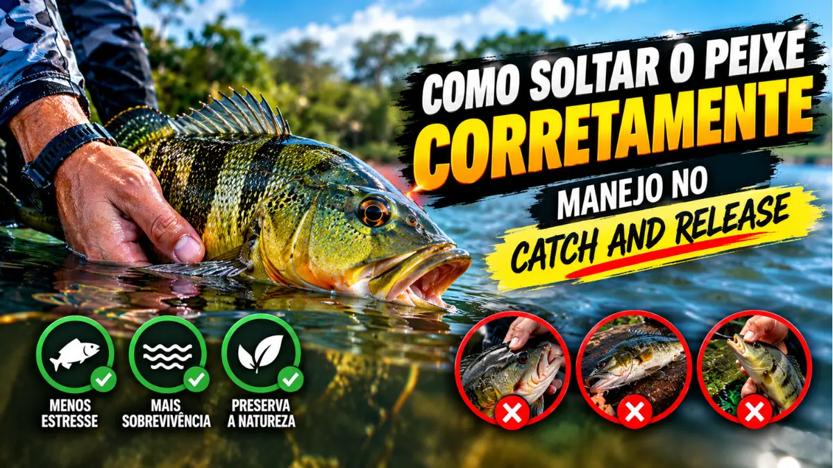 Como soltar o peixe corretamente durante o manejo de catch and release.