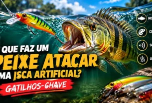Peixe predador atacando isca artificial e os principais gatilhos de ataque.