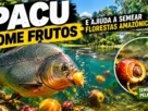 Pacu comendo fruto no igapó e ajudando a dispersar sementes na floresta amazônica.