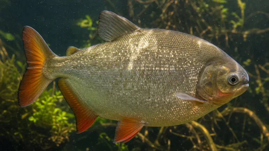 Pacu come frutos no igapó e ajuda a semear florestas amazônicas. 2 Pacu come frutos no igapó.