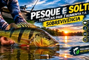 Pesque e solte com técnicas corretas para aumentar a sobrevivência do peixe.