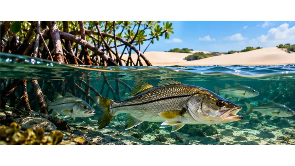 Pesca de robalo nos estuários dos Lençóis Maranhenses.