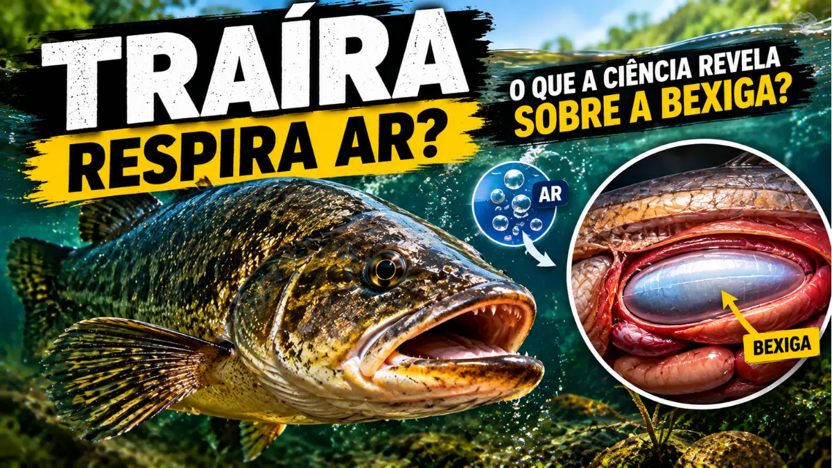 Traíra em ambiente aquático com destaque para a bexiga e sua relação com a respiração.