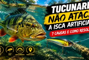Tucunaré seguindo isca artificial sem atacar.