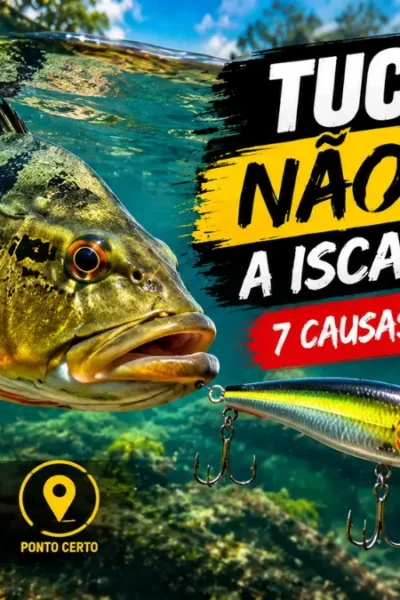 Tucunaré seguindo isca artificial sem atacar.