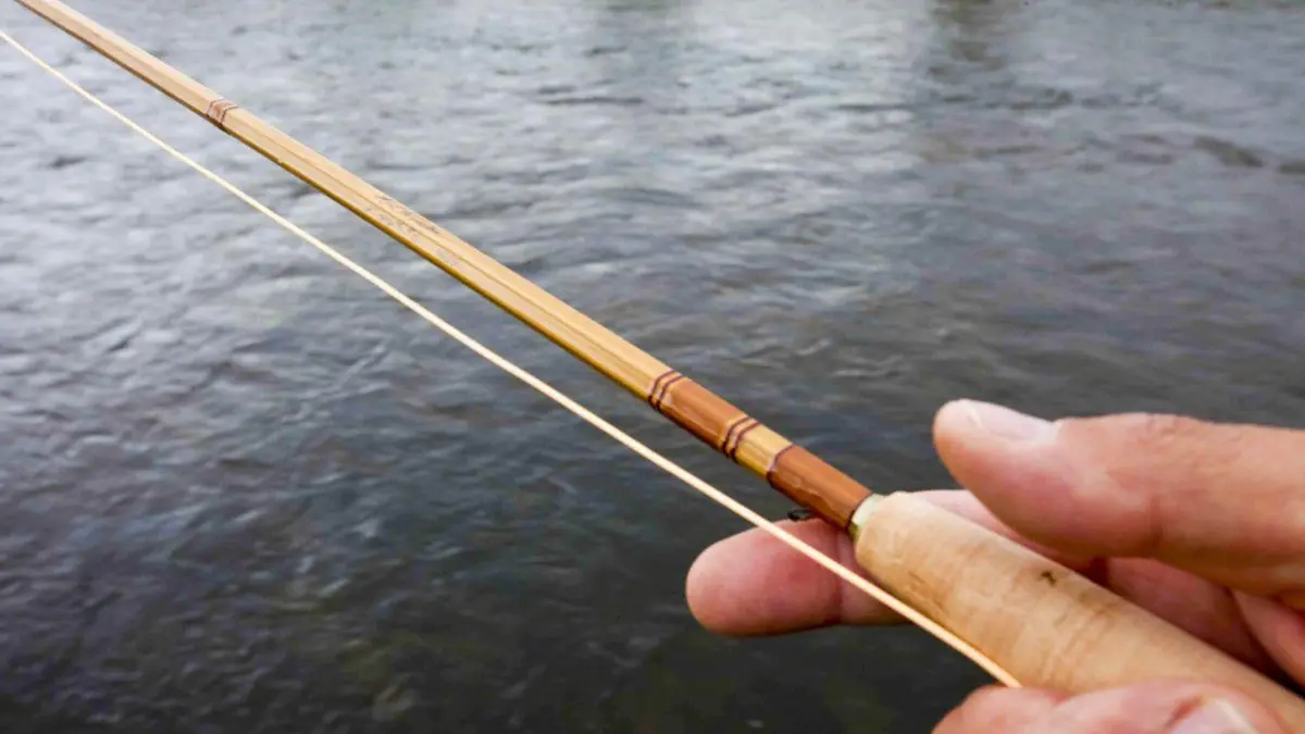 Vara de bambu para pesca artesanal em água doce.