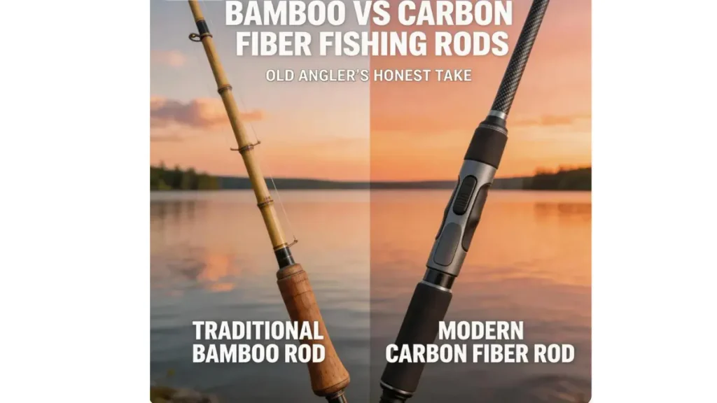 Comparação entre vara de bambu e vara de carbono.