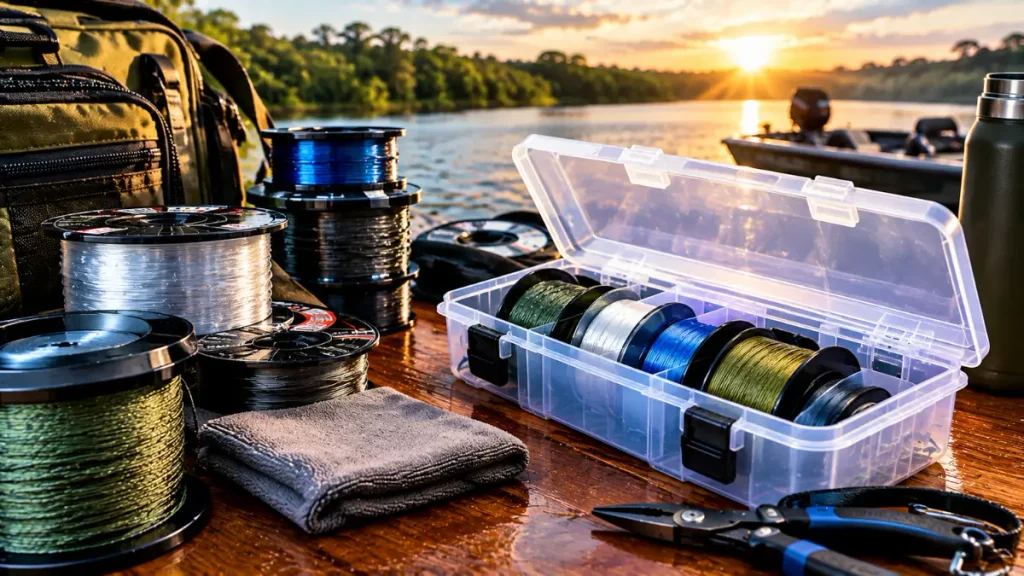 Como armazenar linhas de pesca.