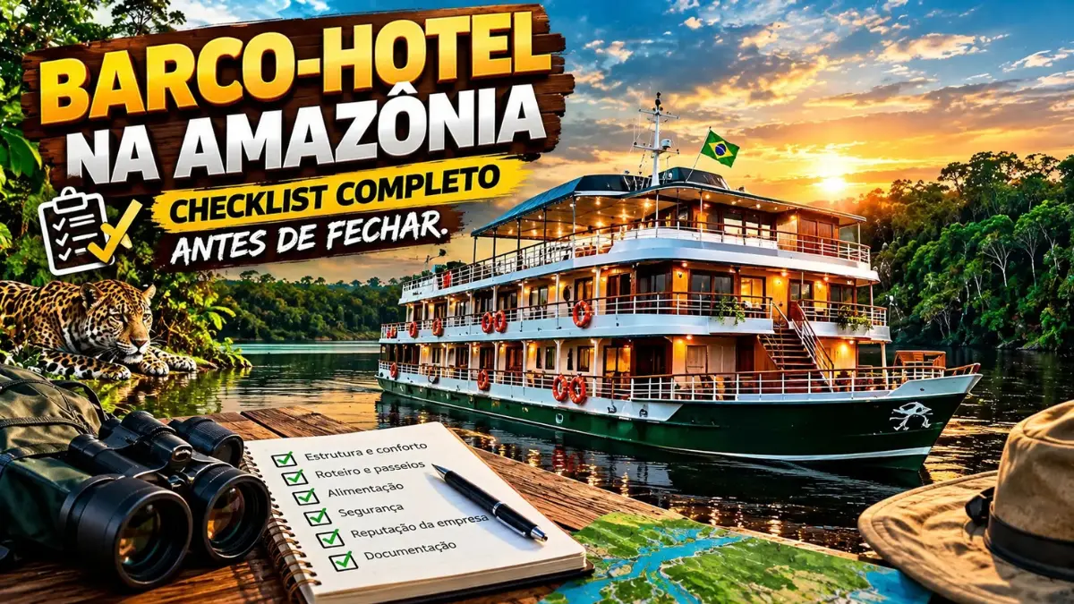 Barco-hotel na Amazônia com checklist para avaliar a viagem antes de reservar.