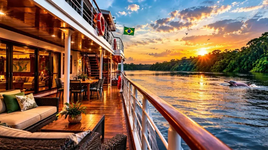 Barco-hotel na Amazônia.