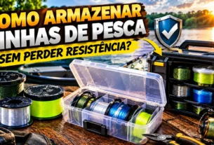 Como armazenar linhas de pesca sem perder resistência, com carretéis e caixas organizadoras.