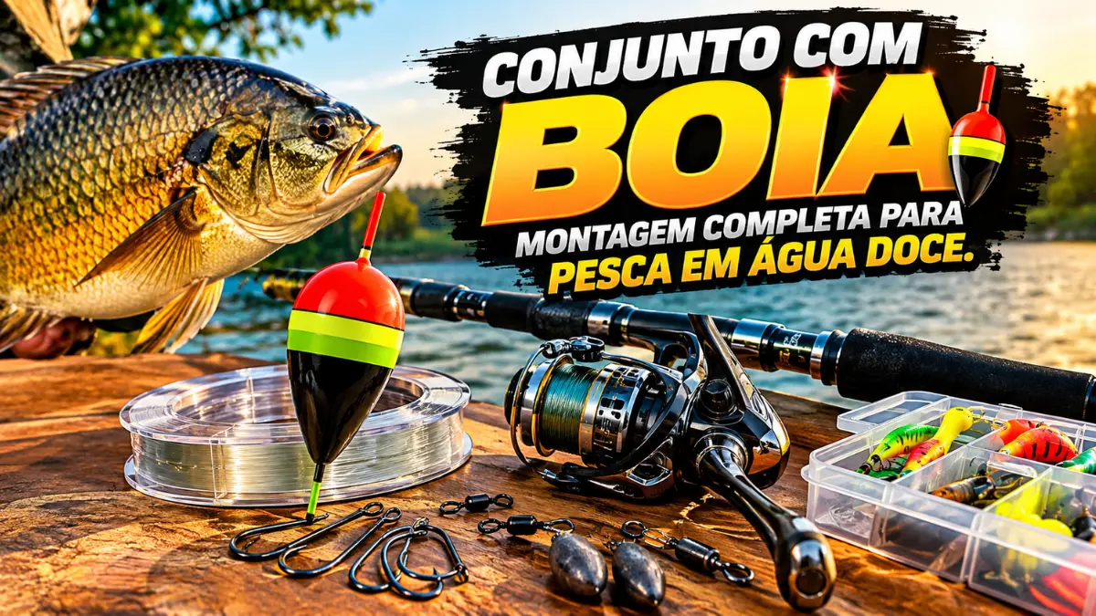 Conjunto com boia para montagem completa de pesca em água doce.