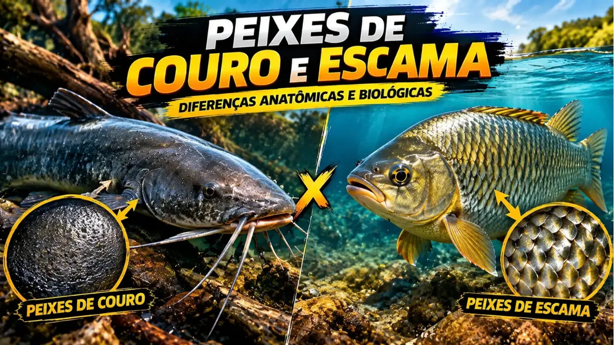 Comparação entre peixes de couro e peixes de escama e suas diferenças anatômicas.