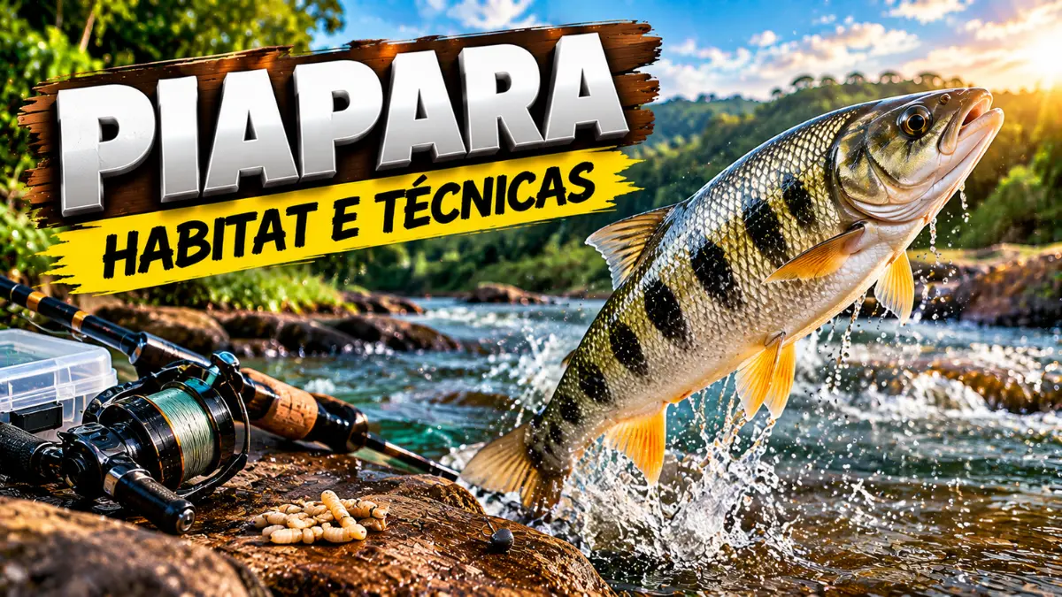 Piapara: características, habitat e técnicas para capturar mais. 1 Piapara saltando nas águas de um rio, representando as características da espécie, seu habitat e as técnicas de pesca.